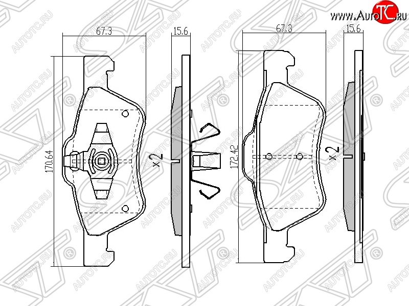 1 399 р. Колодки тормозные SAT (передние)  Ford Maverick  TM1 (2000-2007), Mazda Tribute (2000-2007)  с доставкой в г. Горно‑Алтайск