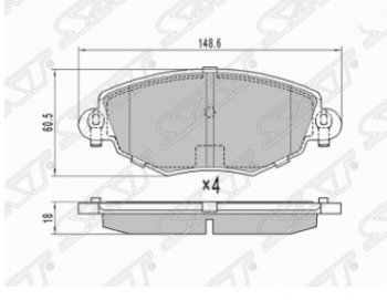 Комплект передних тормозных колодок SAT Ford Mondeo Mk3,BWY дорестайлинг, универсал (2000-2003)