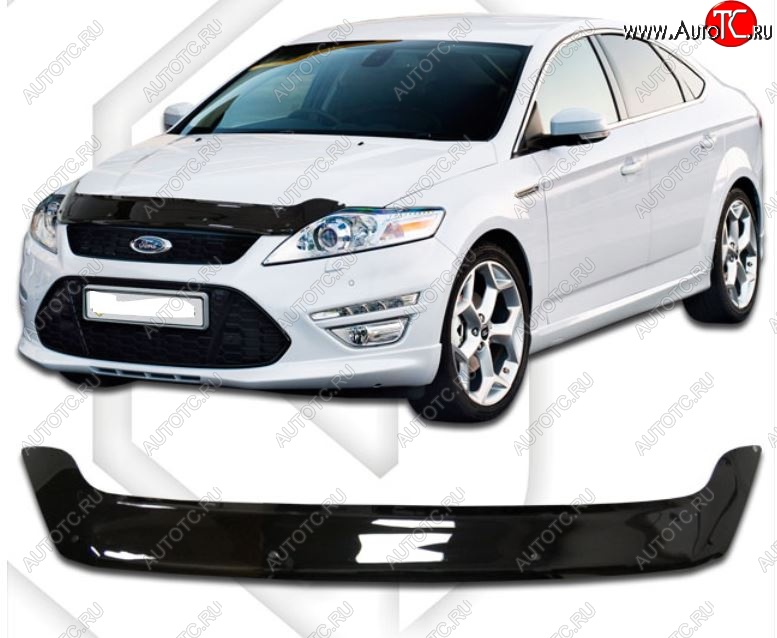 2 079 р. Дефлектор капота CA-Plastic  Ford Mondeo (2010-2014) Mk4,BD рестайлинг, седан (Classic черный, Без надписи)  с доставкой в г. Горно‑Алтайск