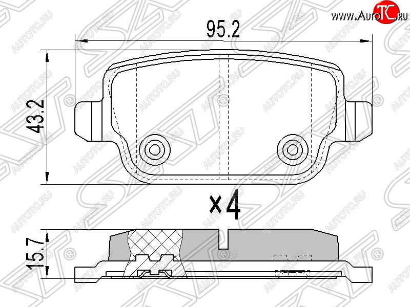 779 р. Колодки тормозные SAT (задние)  Ford Mondeo (2007-2014) Mk4,BD дорестайлинг, седан, Mk4,DG дорестайлинг, универсал, Mk4,BD рестайлинг, седан, Mk4,DG рестайлинг, универсал  с доставкой в г. Горно‑Алтайск