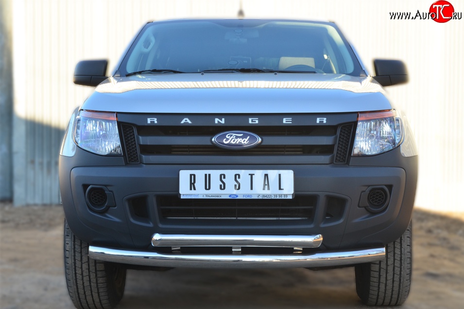 26 999 р. Защита переднего бампера (2 трубыØ76 и 63 мм, нержавейка) SLITKOFF Ford Ranger DoubleCab дорестайлинг (2011-2016)  с доставкой в г. Горно‑Алтайск