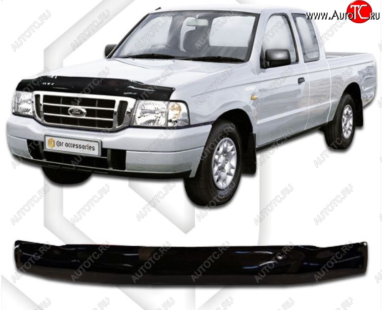 1 999 р. Дефлектор капота CA-Plastic  Ford Ranger (2003-2007) рестайлинг (Classic черный, Без надписи)  с доставкой в г. Горно‑Алтайск