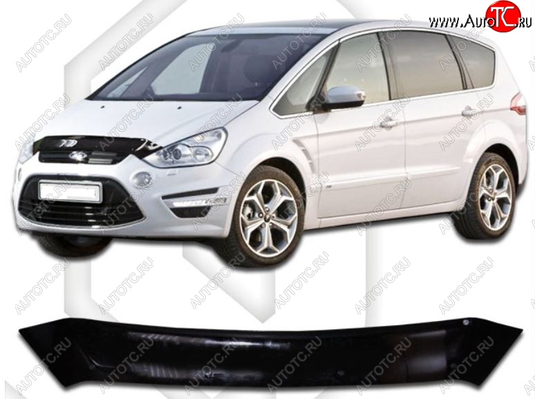 1 899 р. Дефлектор капота CA-Plastiс  Ford S-Max  1 (2010-2015) рестайлинг (Classic черный, Без надписи)  с доставкой в г. Горно‑Алтайск