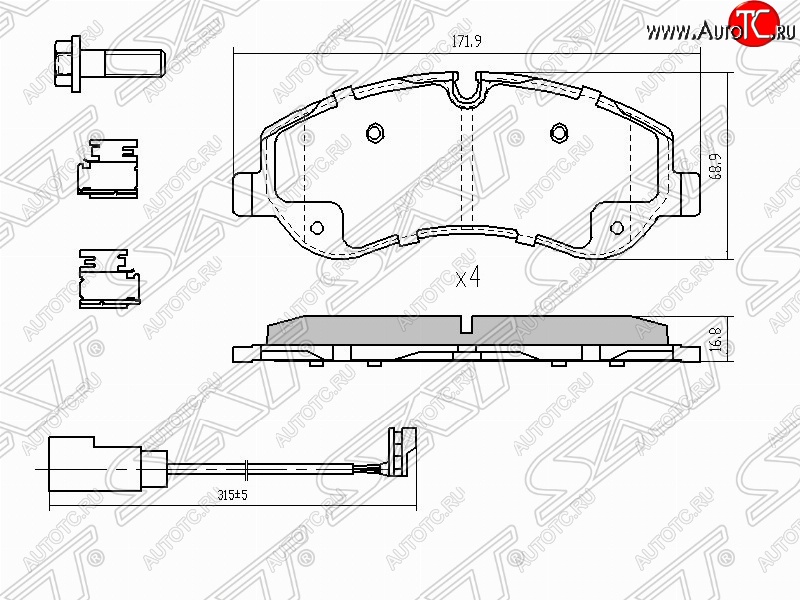 1 699 р. Колодки тормозные (передние) SAT Ford Transit цельнометаллический фургон (2014-2022)  с доставкой в г. Горно‑Алтайск