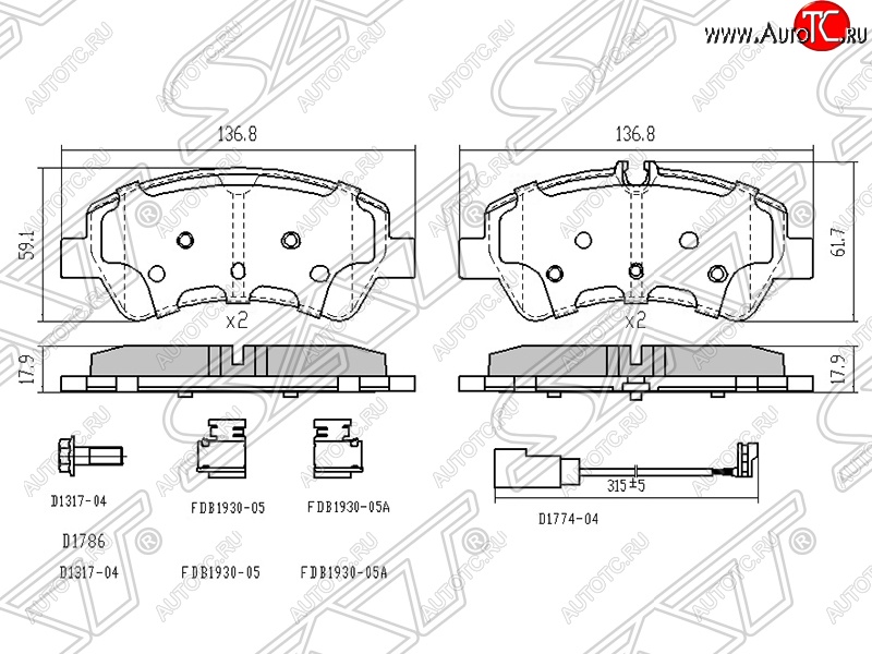 1 429 р. Колодки тормозные SAT (задние) Ford Transit цельнометаллический фургон (2014-2022)  с доставкой в г. Горно‑Алтайск