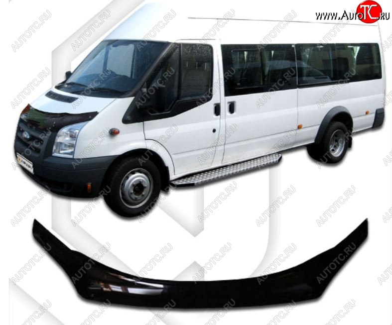 2 999 р. Дефлектор капота CA-Plastiс  Ford Transit (2006-2014) цельнометаллический фургон (Classic черный, Без надписи)  с доставкой в г. Горно‑Алтайск