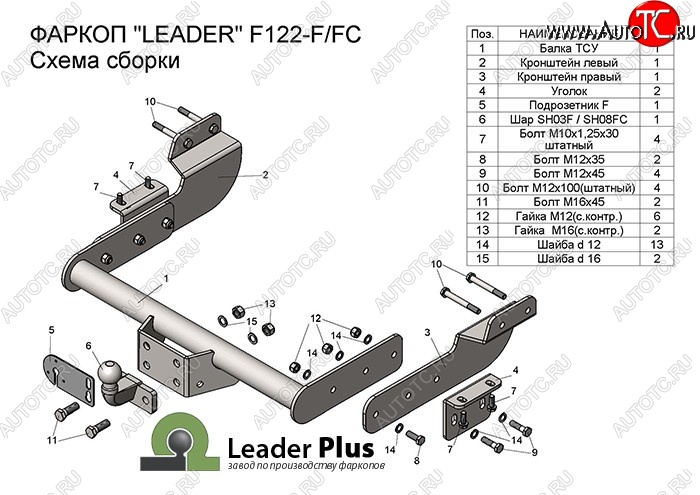 10 249 р. Фаркоп Лидер Плюс (фургон, 2500кг) Ford Transit цельнометаллический фургон (2014-2022) (Без электропакета)  с доставкой в г. Горно‑Алтайск