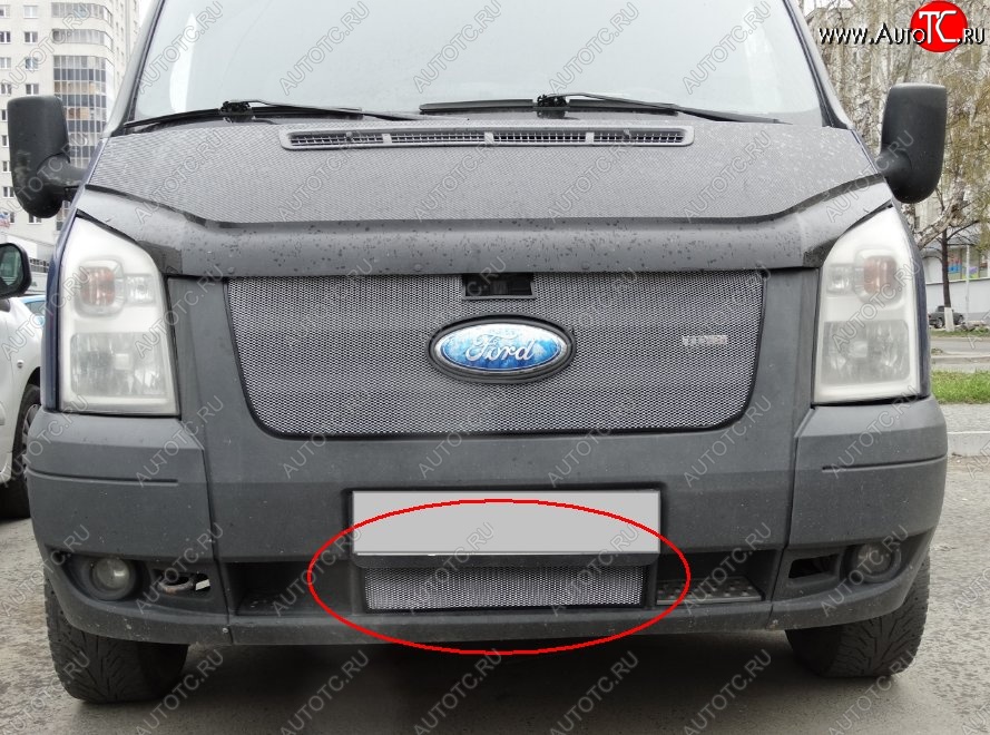 1 539 р. Нижняя защитная сетка на бампер (рестайлинг) Russtal (хром)  Ford Transit (2006-2014) цельнометаллический фургон  с доставкой в г. Горно‑Алтайск