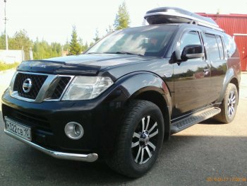 14 999 р. Защита переднего бампера Slitkoff (Ø76) Nissan Pathfinder R51 рестайлинг (2009-2014) (Нержавейка, Полированная)  с доставкой в г. Горно‑Алтайск. Увеличить фотографию 4