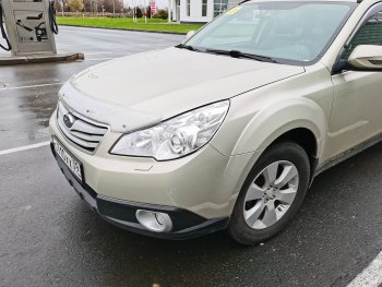 2 199 р. Дефлектор капота CA-Plastiс  Subaru Outback ( BR/B14,  BR,) (2009-2015) дорестайлинг универсал, B14)  рестайлинг универсал (Шелкография серебро)  с доставкой в г. Горно‑Алтайск. Увеличить фотографию 3