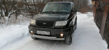 61 999 р. Двойная защита переднего бампера d63.5 мм Металл Дизайн  Уаз Патриот  3163 5 дв. (2005-2013) дорестайлинг (Сталь с покрытием, цвет серебристый)  с доставкой в г. Горно‑Алтайск. Увеличить фотографию 2
