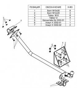 3 499 р. Фаркоп Лидер Плюс ГАЗ ГАЗель 3302 дорестайлинг шасси (1994-2002) (Без электропакета)  с доставкой в г. Горно‑Алтайск. Увеличить фотографию 2