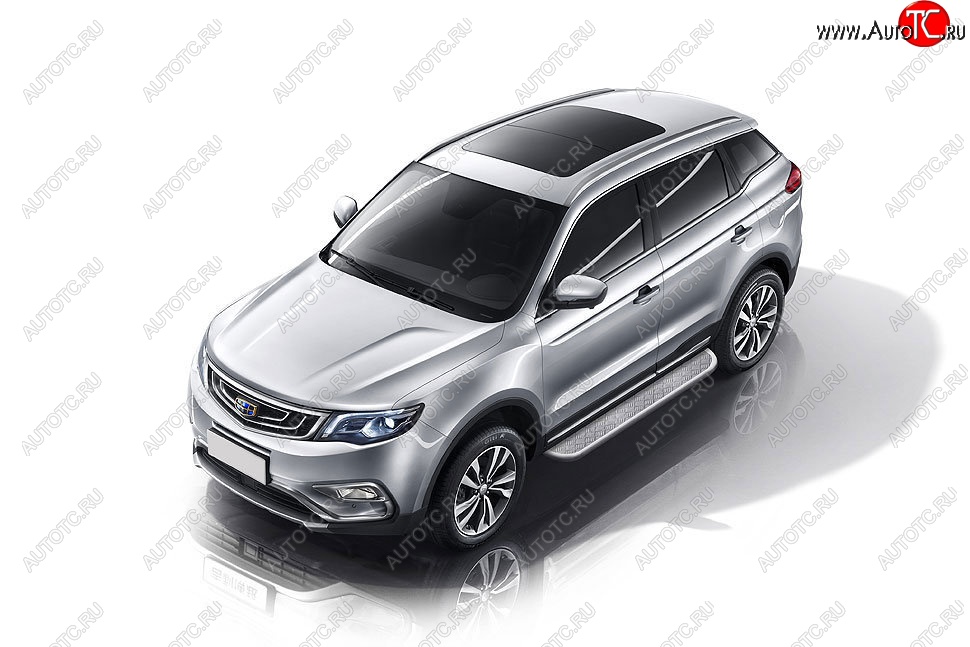 15 349 р. Защита порогов Slitkoff (d57, с листом) Geely Atlas Pro NL3 (2019-2024) (Нержавейка)  с доставкой в г. Горно‑Алтайск