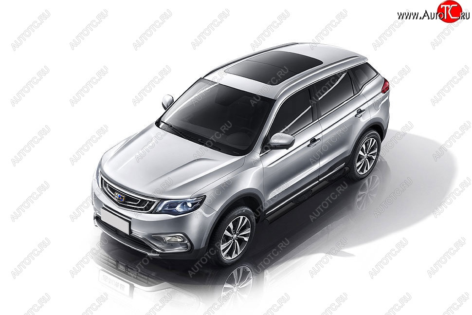 13 749 р. Защита порогов Slitkoff (d76, с проступями) Geely Atlas Pro NL3 (2019-2024) (Сталь с полимерным покрытием. Цвет: чёрный)  с доставкой в г. Горно‑Алтайск