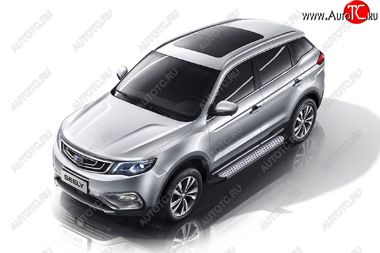 24 999 р. Пороги алюминиевые Slitkoff Geely Atlas Pro NL3 (2019-2024) (Standart Silver)  с доставкой в г. Горно‑Алтайск