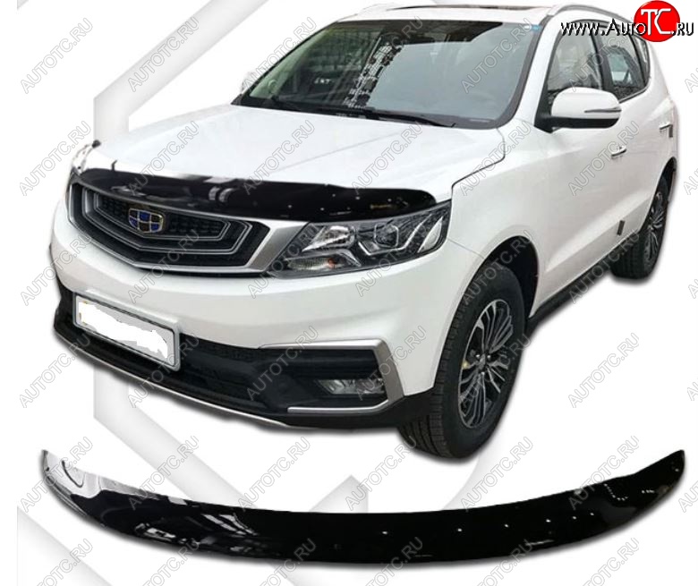 2 399 р. Дефлектор капота CA-Plastiс  Geely Emgrand X7 (2019-2021) 2-ой рестайлинг (Classic черный, Без надписи)  с доставкой в г. Горно‑Алтайск