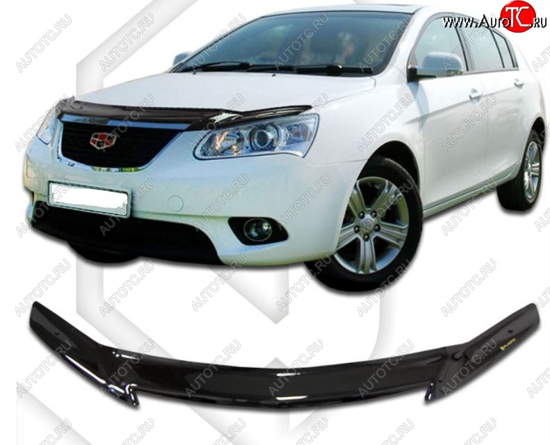 2 079 р. Дефлектор капота CA-Plastic  Geely Emgrand EC7 (2009-2016) хэтчбек (Classic черный, Без надписи)  с доставкой в г. Горно‑Алтайск