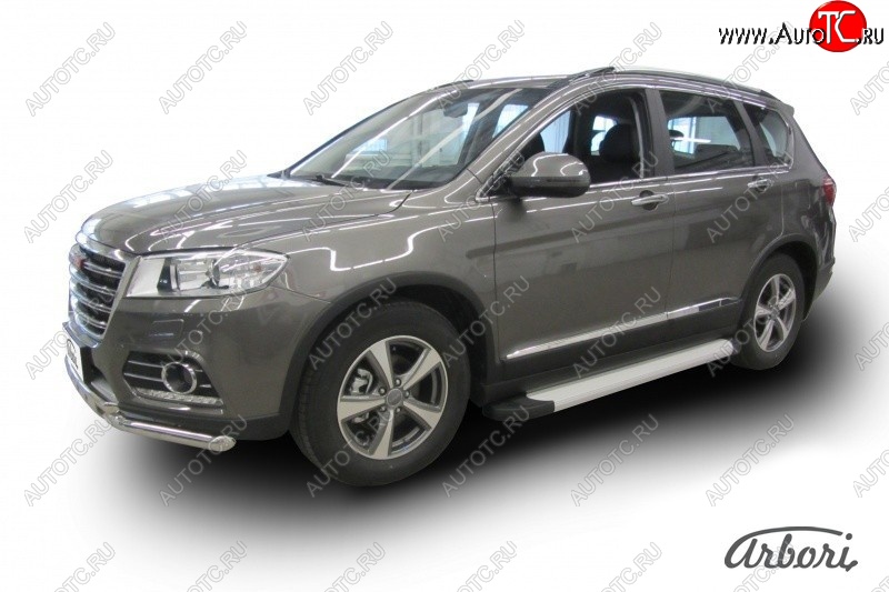 10 979 р. Порожки для ног Arbori Optima Silver Haval H6 (2013-2020)  с доставкой в г. Горно‑Алтайск