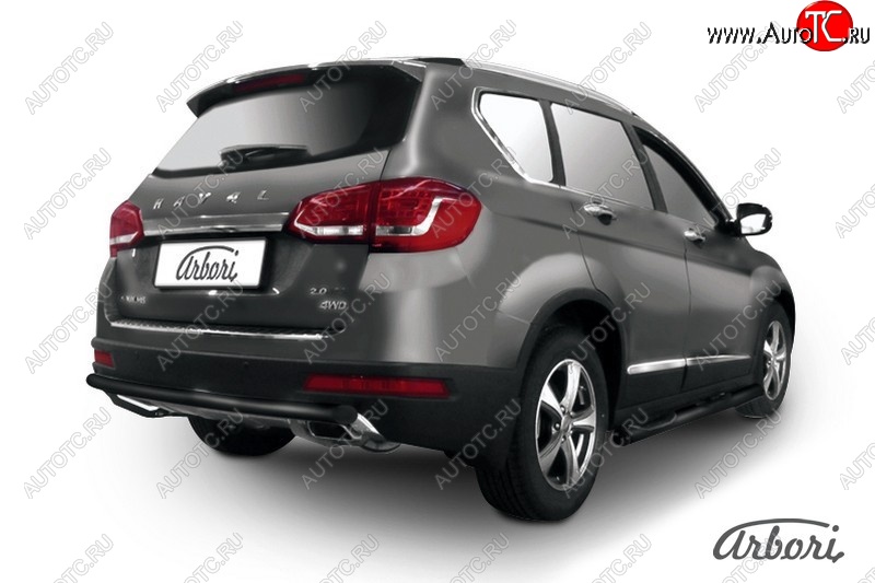 7 019 р. Защита заднего бампера Arbori (черная, 1 труба d57 mm). Haval H6 (2013-2020)  с доставкой в г. Горно‑Алтайск