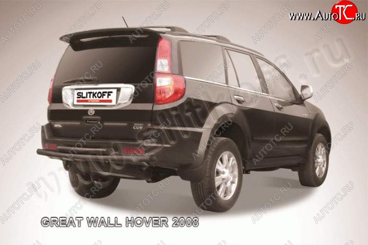 7 599 р. Защита заднего бампера Slitkoff (труба d57/d57) Great Wall Hover  1-ый рестайлинг (2010-2014) (Цвет: серебристый)  с доставкой в г. Горно‑Алтайск