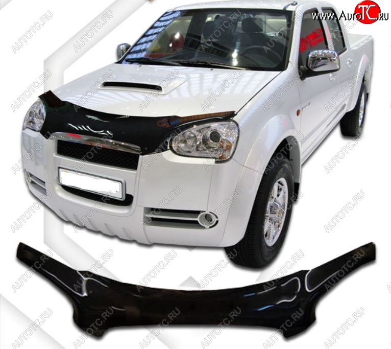 2 379 р. Дефлектор капота CA-Plastic exclusive  Great Wall Wingle 3 (2005-2011) (Classic черный, Без надписи)  с доставкой в г. Горно‑Алтайск
