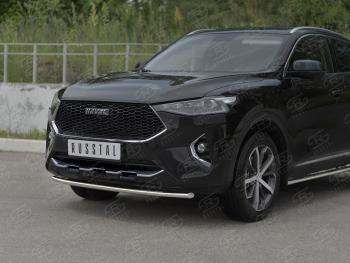 9 699 р. Защита переднего бампера (Ø42 мм, нержавейка, 4WD) SLITKOFF  Haval F7x (2019-2022)  дорестайлинг  с доставкой в г. Горно‑Алтайск. Увеличить фотографию 2