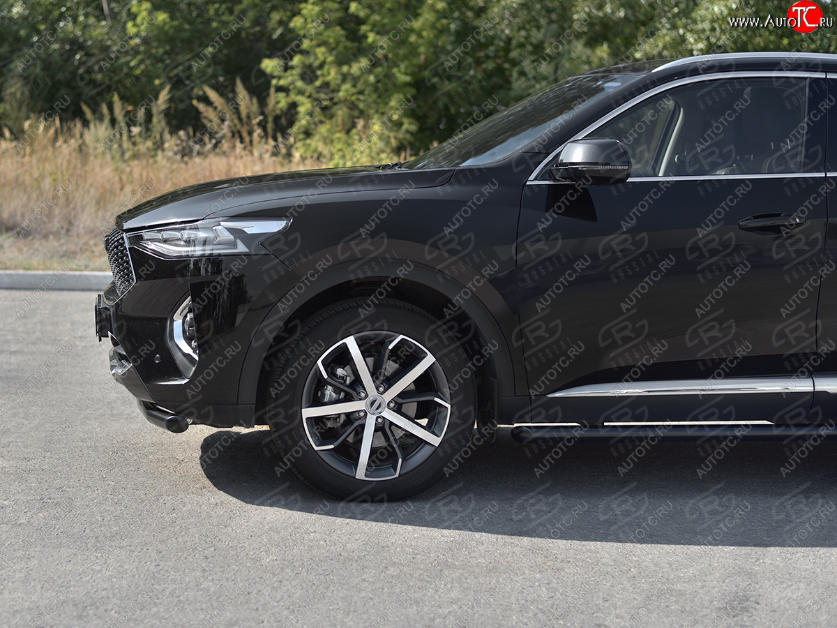 8 699 р. Защита переднего бампера (Ø63 мм, окрашенная) SLITKOFF  Haval F7x (2019-2022)  дорестайлинг (в цвет черный муар)  с доставкой в г. Горно‑Алтайск