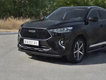 8 699 р. Защита переднего бампера (Ø63 мм, окрашенная) SLITKOFF  Haval F7x (2019-2022)  дорестайлинг (в цвет черный муар)  с доставкой в г. Горно‑Алтайск. Увеличить фотографию 3