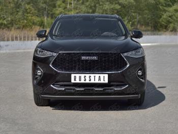 8 699 р. Защита переднего бампера (Ø63 мм, окрашенная) SLITKOFF  Haval F7x (2019-2022)  дорестайлинг (в цвет черный муар)  с доставкой в г. Горно‑Алтайск. Увеличить фотографию 4