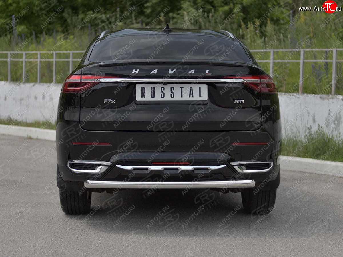 12 949 р. Защита заднего бампера (Ø63 мм, нержавейка) SLITKOFF  Haval F7x (2019-2022)  дорестайлинг  с доставкой в г. Горно‑Алтайск