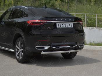 12 949 р. Защита заднего бампера (Ø63 мм, нержавейка) SLITKOFF  Haval F7x (2019-2022)  дорестайлинг  с доставкой в г. Горно‑Алтайск. Увеличить фотографию 2