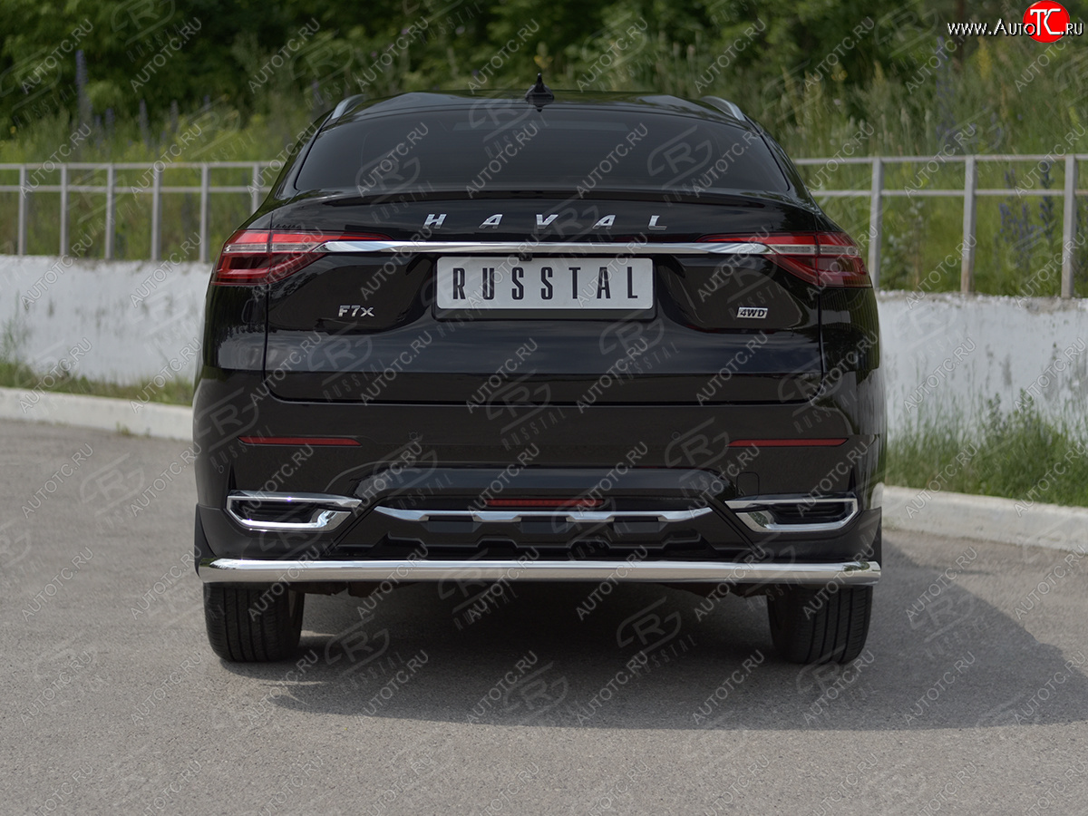 12 849 р. Защита заднего бампера (Ø63 мм, нержавейка) SLITKOFF  Haval F7x (2019-2022)  дорестайлинг  с доставкой в г. Горно‑Алтайск