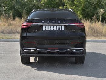 10 449 р. Защита заднего бампера (Ø63 мм, окрашенная) SLITKOFF  Haval F7x (2019-2022)  дорестайлинг (цвет черный муар)  с доставкой в г. Горно‑Алтайск. Увеличить фотографию 2