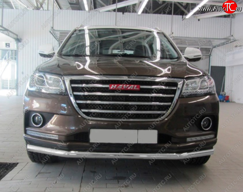 7 999 р. Защита переднего бампера Slitkoff (Ø 57 мм). Haval H2 (2014-2021) (Сталь с полимерным покрытием. Цвет: серебристый)  с доставкой в г. Горно‑Алтайск