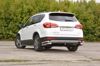 24 949 р. Защита заднего бампера Petroil Tuning (уголки двойные, d63/51)  Haval H6 (2013-2020) (Нержавеющая полированная сталь)  с доставкой в г. Горно‑Алтайск. Увеличить фотографию 1