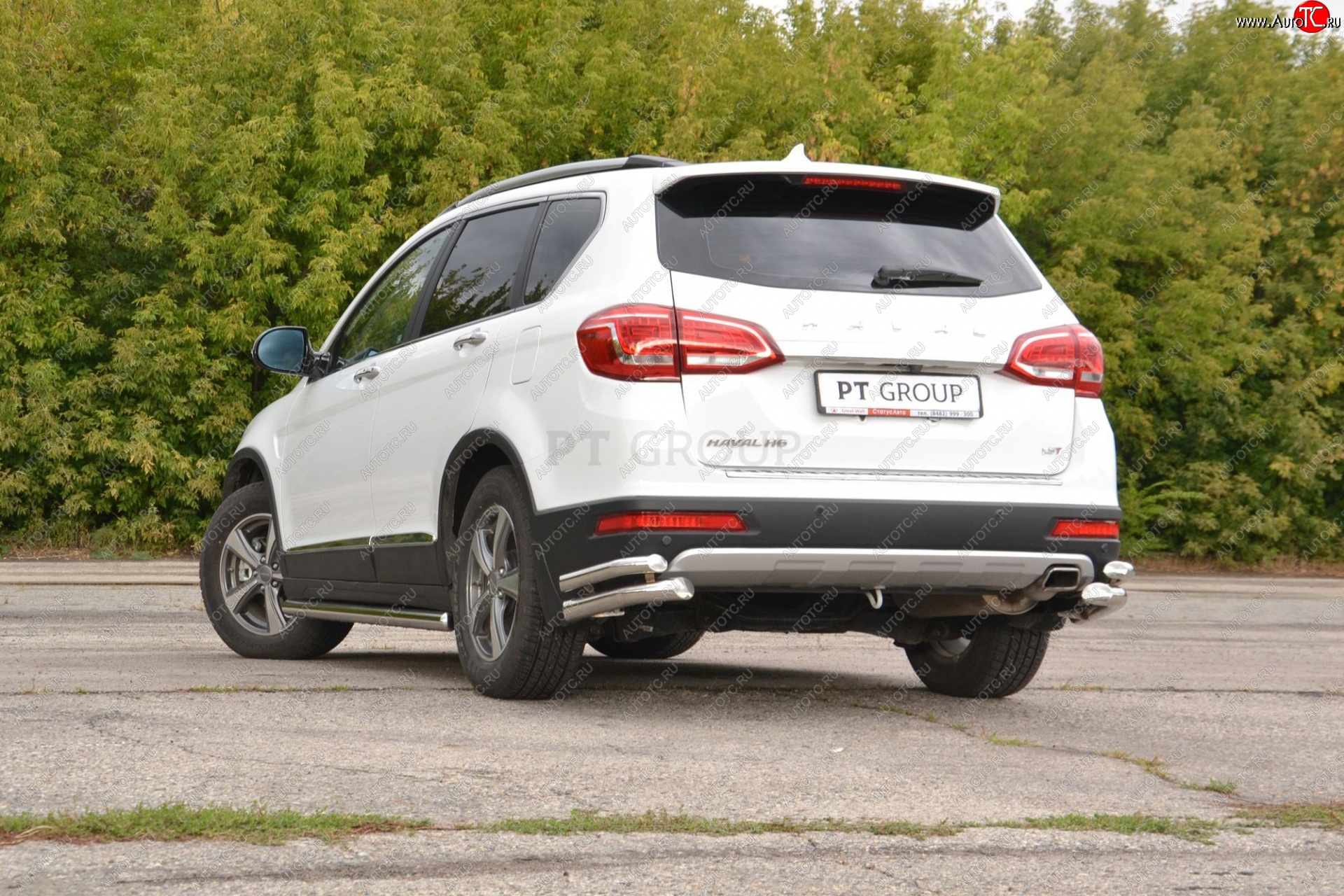 24 949 р. Защита заднего бампера Petroil Tuning (уголки двойные, d63/51)  Haval H6 (2013-2020) (Нержавеющая полированная сталь)  с доставкой в г. Горно‑Алтайск