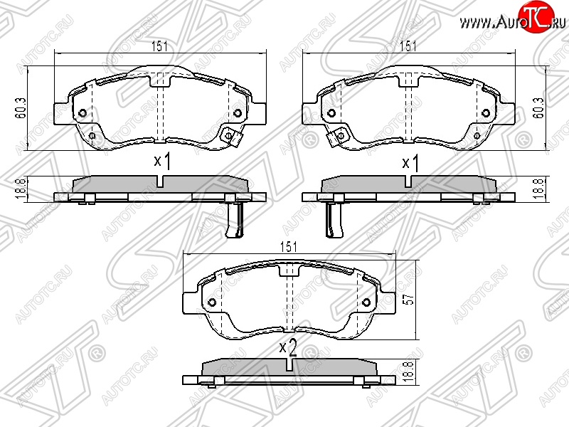 1 499 р. Колодки тормозные передние SAT  Honda CR-V  RE1,RE2,RE3,RE4,RE5,RE7 (2009-2012) рестайлинг  с доставкой в г. Горно‑Алтайск