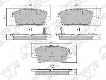 Колодки тормозные передние SAT Honda (Хонда) Civic (Цивик) ( FD,  FK,FN,  9) (2005-2016) FD, FK,FN, 9 седан дорестайлинг, хэтчбэк 5 дв. дорестайлинг, седан рестайлинг, хэтчбэк 5 дв. рестайлинг, FK хэтчбэк