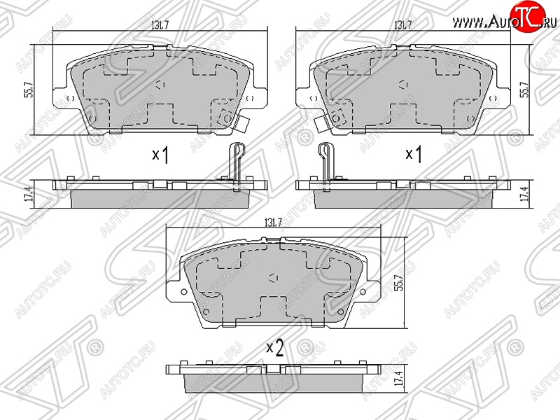 1 169 р. Колодки тормозные передние SAT  Honda Civic ( FD,  FK,FN,  9) (2005-2016) седан дорестайлинг, хэтчбэк 5 дв. дорестайлинг, седан рестайлинг, хэтчбэк 5 дв. рестайлинг, FK хэтчбэк  с доставкой в г. Горно‑Алтайск