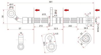 Тормозной шланг SAT (передний, правый) Honda Civic ES седан дорестайлинг (2000-2003)