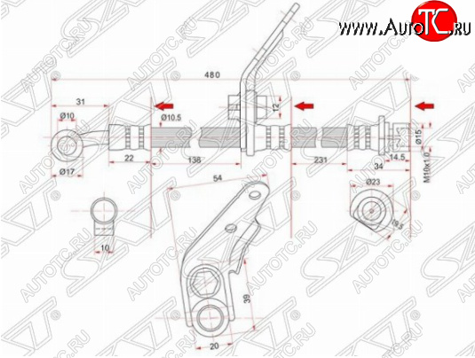 1 099 р. Левый передний тормозной шланг SAT (Таиланд) Honda Accord CL седан дорестайлинг (2002-2005)  с доставкой в г. Горно‑Алтайск