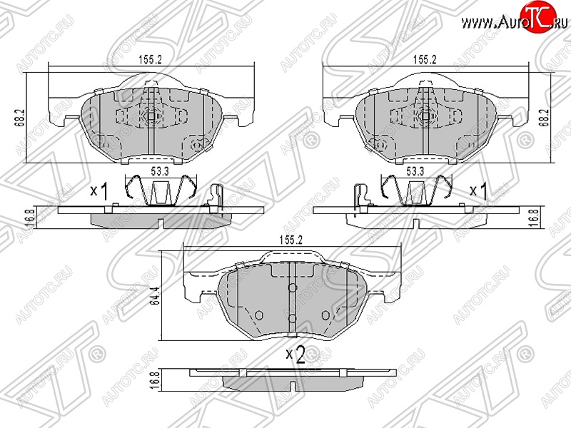 1 579 р. Колодки тормозные передние SAT  Honda Accord  CL (2002-2008) седан дорестайлинг, седан рестайлинг  с доставкой в г. Горно‑Алтайск