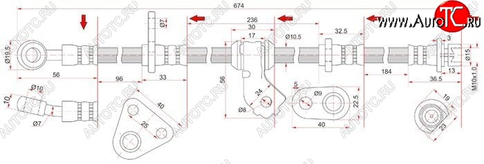 1 689 р. Тормозной шланг передний SAT (правый)  Honda Civic  EG - Integra  DB6,DB7,DB8,DB9  с доставкой в г. Горно‑Алтайск