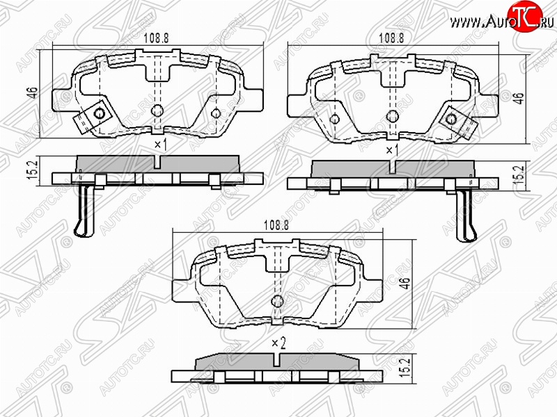 1 099 р. Колодки тормозные задние SAT  Honda Civic ( FK,FN,  9,  FB) - StepWagon ( RF3,RF4,  RG)  с доставкой в г. Горно‑Алтайск