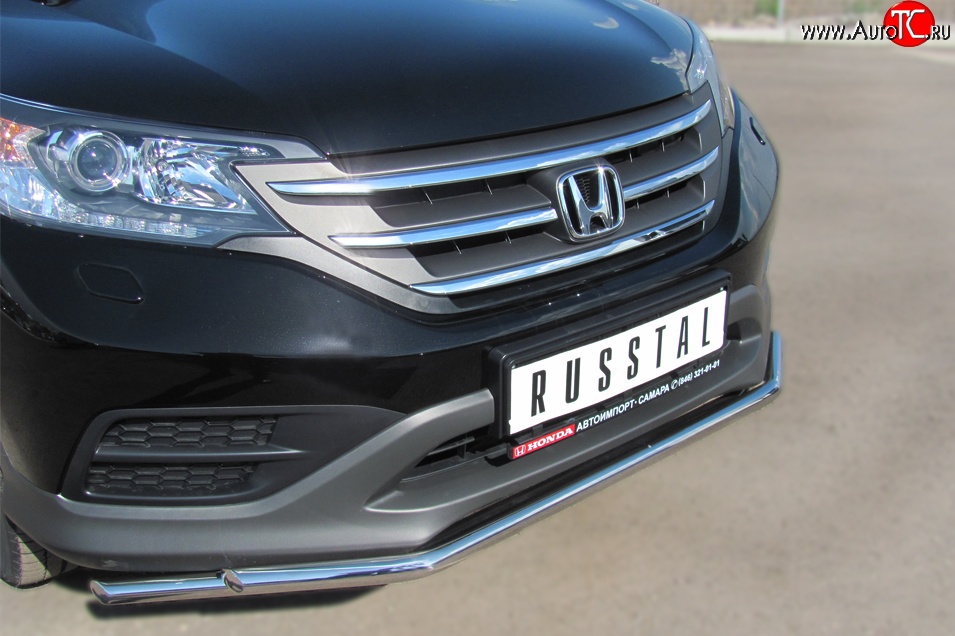 13 999 р. Защита переднего бампера (2 трубыØ42 мм, нержавейка) SLITKOFF  Honda CR-V  RM1,RM3,RM4 (2012-2015) дорестайлинг  с доставкой в г. Горно‑Алтайск