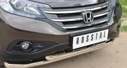 16 949 р. Защита переднего бампера (2 трубыØ63 мм, нержавейка) SLITKOFF  Honda CR-V  RM1,RM3,RM4 (2012-2015) дорестайлинг  с доставкой в г. Горно‑Алтайск. Увеличить фотографию 2