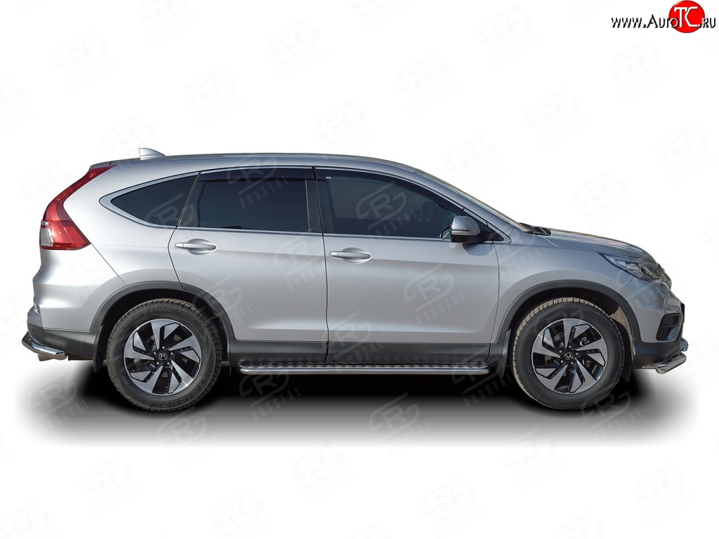 20 749 р. Широкая защита порогов Russtal Honda CR-V RM1,RM3,RM4 дорестайлинг (2012-2015) (Защита порогов с со скосами на торцах (вариант 1))  с доставкой в г. Горно‑Алтайск