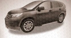 11 299 р. Алюминиевые пороги Slitkoff Luxe Black Honda CR-V RM1,RM3,RM4 дорестайлинг (2012-2015)  с доставкой в г. Горно‑Алтайск. Увеличить фотографию 2