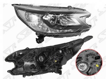 Правая передняя фара SAT Honda CR-V  RM1,RM3,RM4 (2012-2015) дорестайлинг (Галоген, с электрокорректором, не диодная)