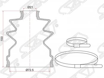 Пыльник ШРУСа SAT (наружный, 2 хомута. резина) Honda (Хонда) CR-V (СР-В)  RM1,RM3,RM4 (2012-2018) RM1,RM3,RM4 дорестайлинг, рестайлинг